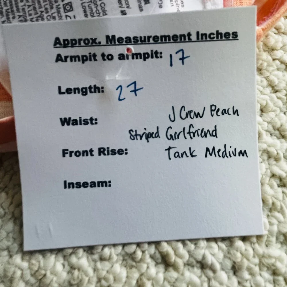 2/$30 J. Crew Peach Striped Girlfriend Tank Medium
